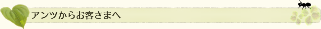 アンツからお客様へ